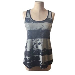 Sweet Love Sequin Tank Top Gray Black Stripe Sleeveless Sparkle Shirt Size S